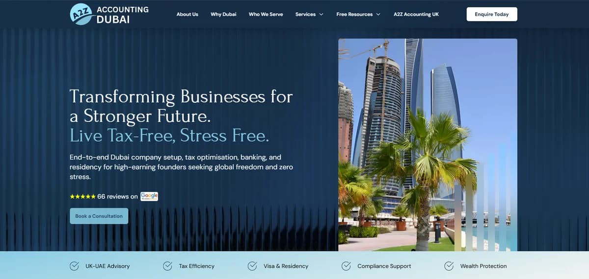 A2Z Accounting Dubai website preview