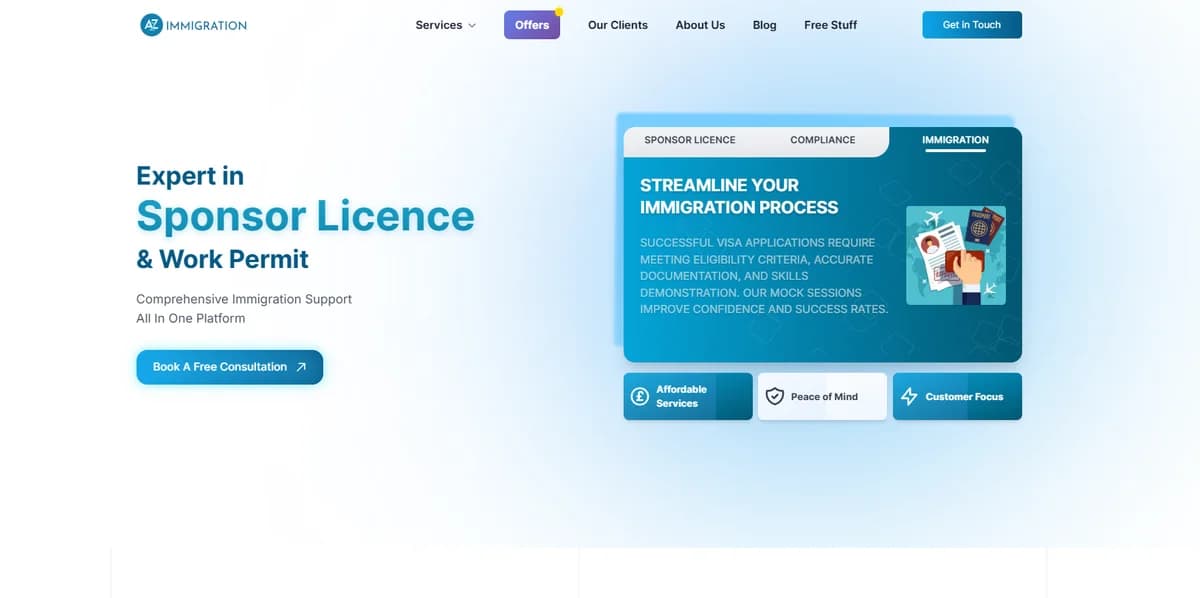 A2Z Immigration UK website preview