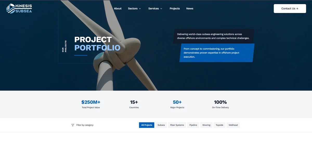 Kinesis Subsea website preview